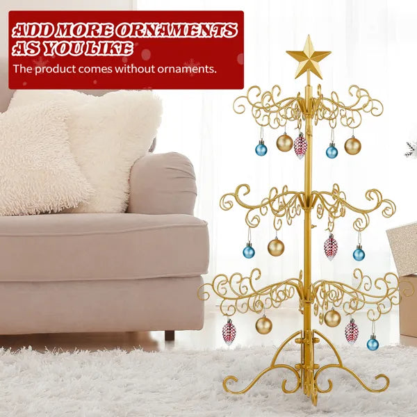 3ft Wrought Iron Christmas Tree Stand - Gold Ornament Display