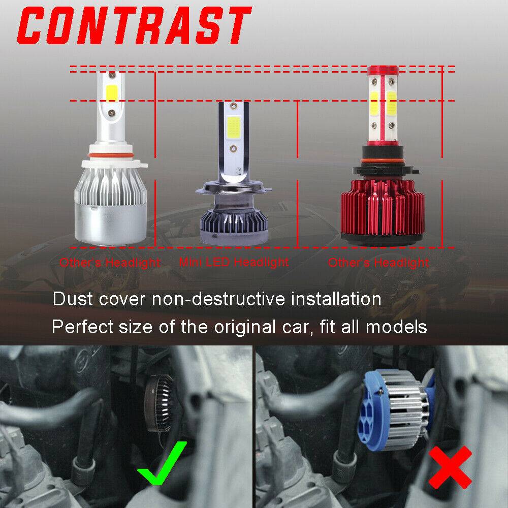 H7 LED Headlight Bulb Kit 8000K Blue High Low Beam 26000LM for Vehicles