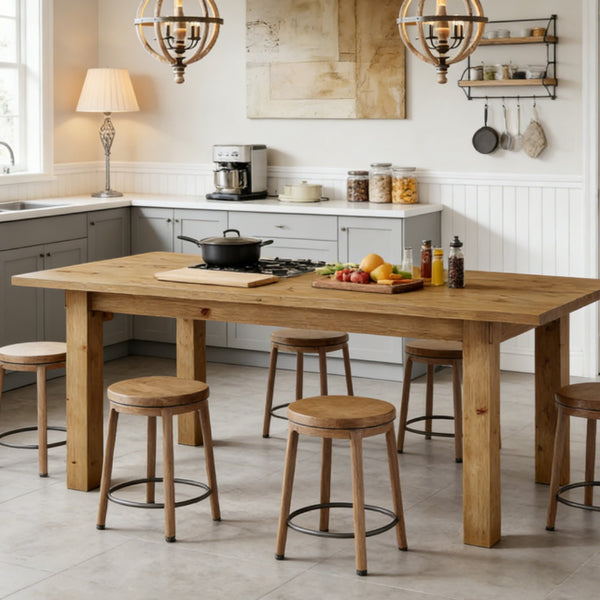 Solid Wood Dining Table - Seats 4-6, Rustic Charm