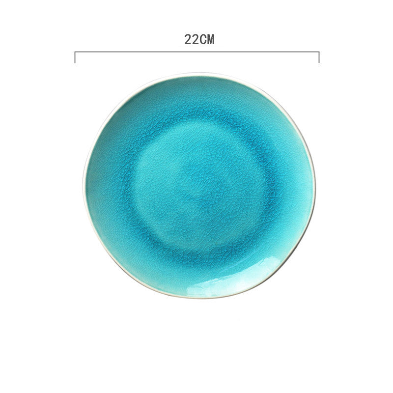 Ceramic Hand-Painted Western Style Breakfast Plate 8 Inch Microwave Safe