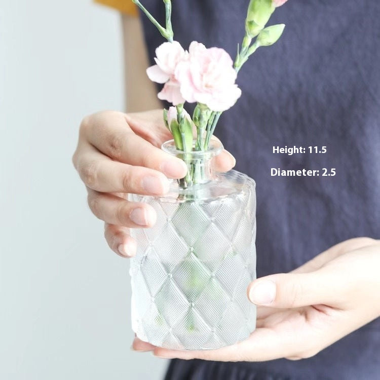 Mini Glass Vase - Embossed French American Style Home Decor