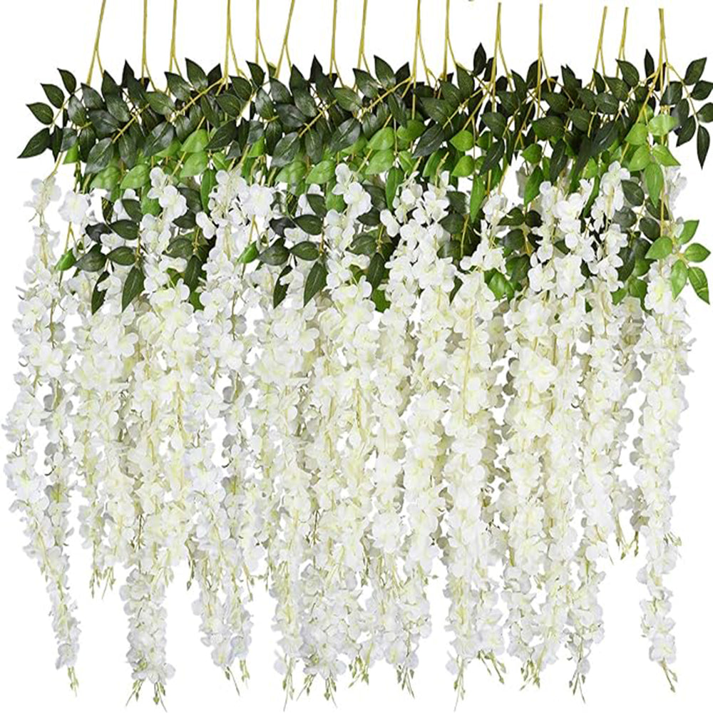 12 Pcs 3.61 Ft Artificial Wisteria Flower Vine Garland - Silk