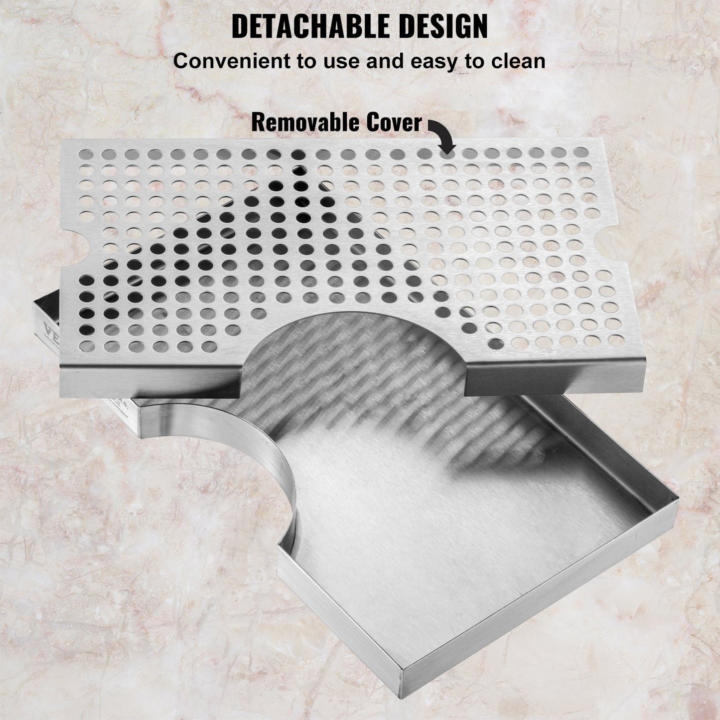 304 Stainless Steel Kegerator Beer Drip Tray with Detachable Cover