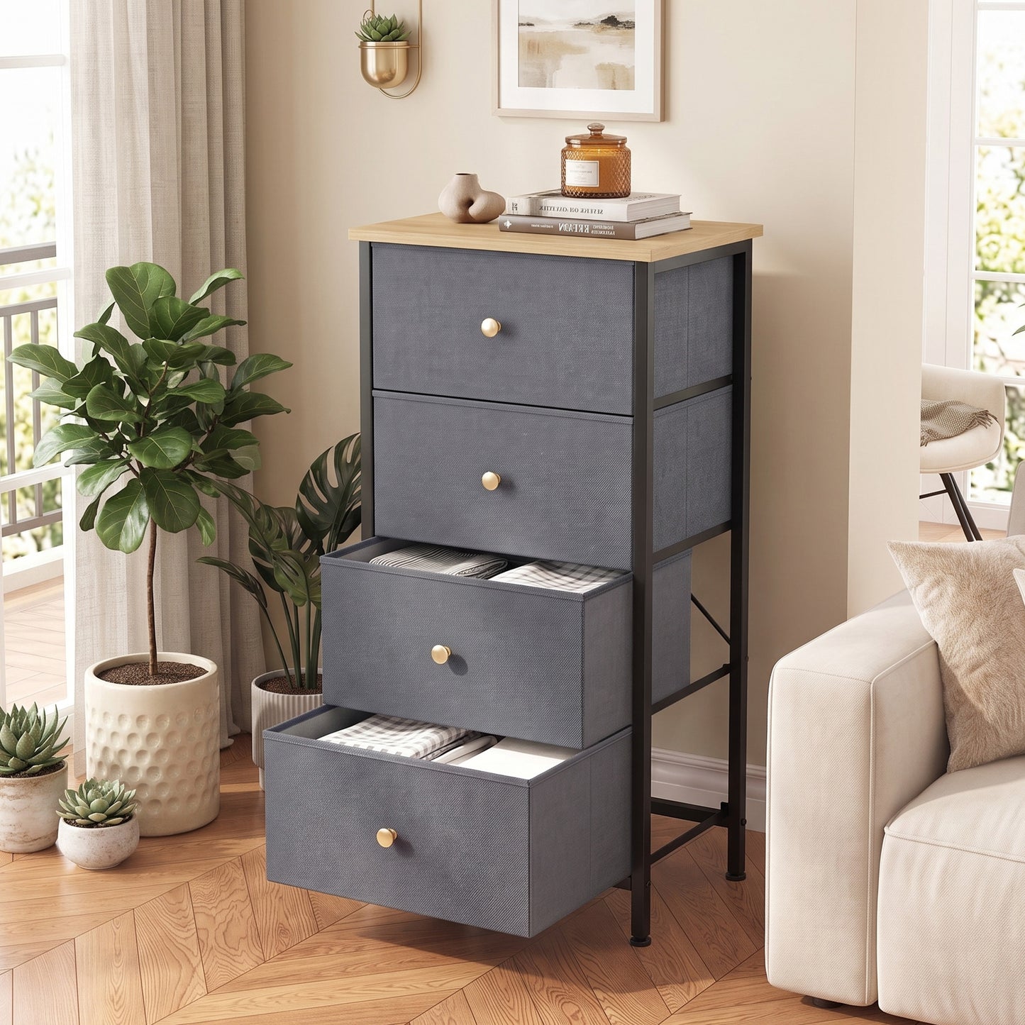 4-Drawer Storage Cabinet for Bedrooms & Living Rooms