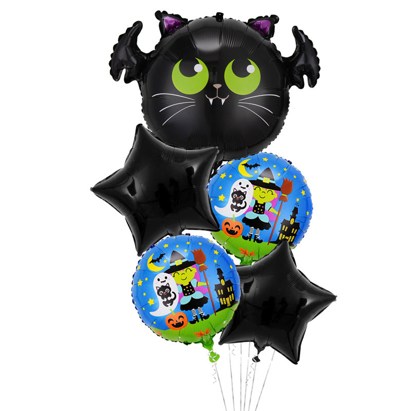 Halloween Themed Aluminum Film Balloons - 5-Piece Set for Parties & Decorations