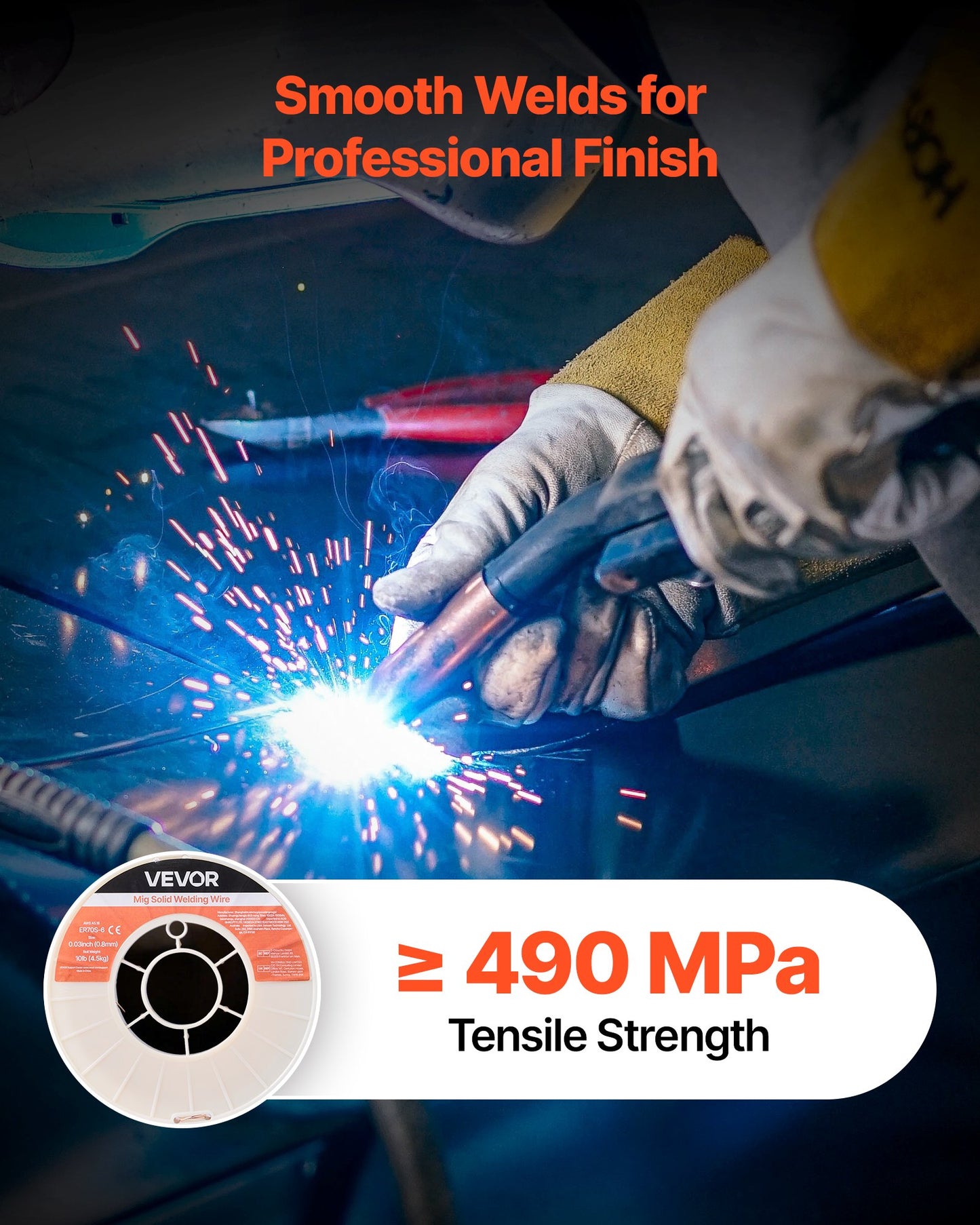 Solid MIG Welding Wire ER70S-6 0.03-inch 10 lbs Low Spatter Steel Wire for All-Position Gas Welding