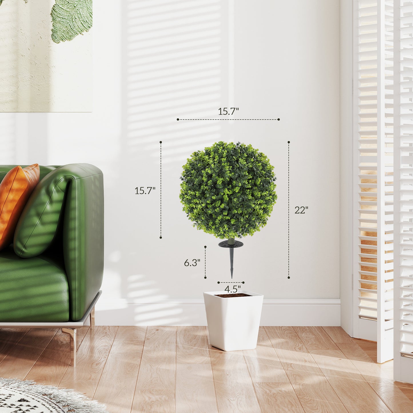 2-Pack Eucalyptus Topiary Balls - UV Resistant Faux Greenery