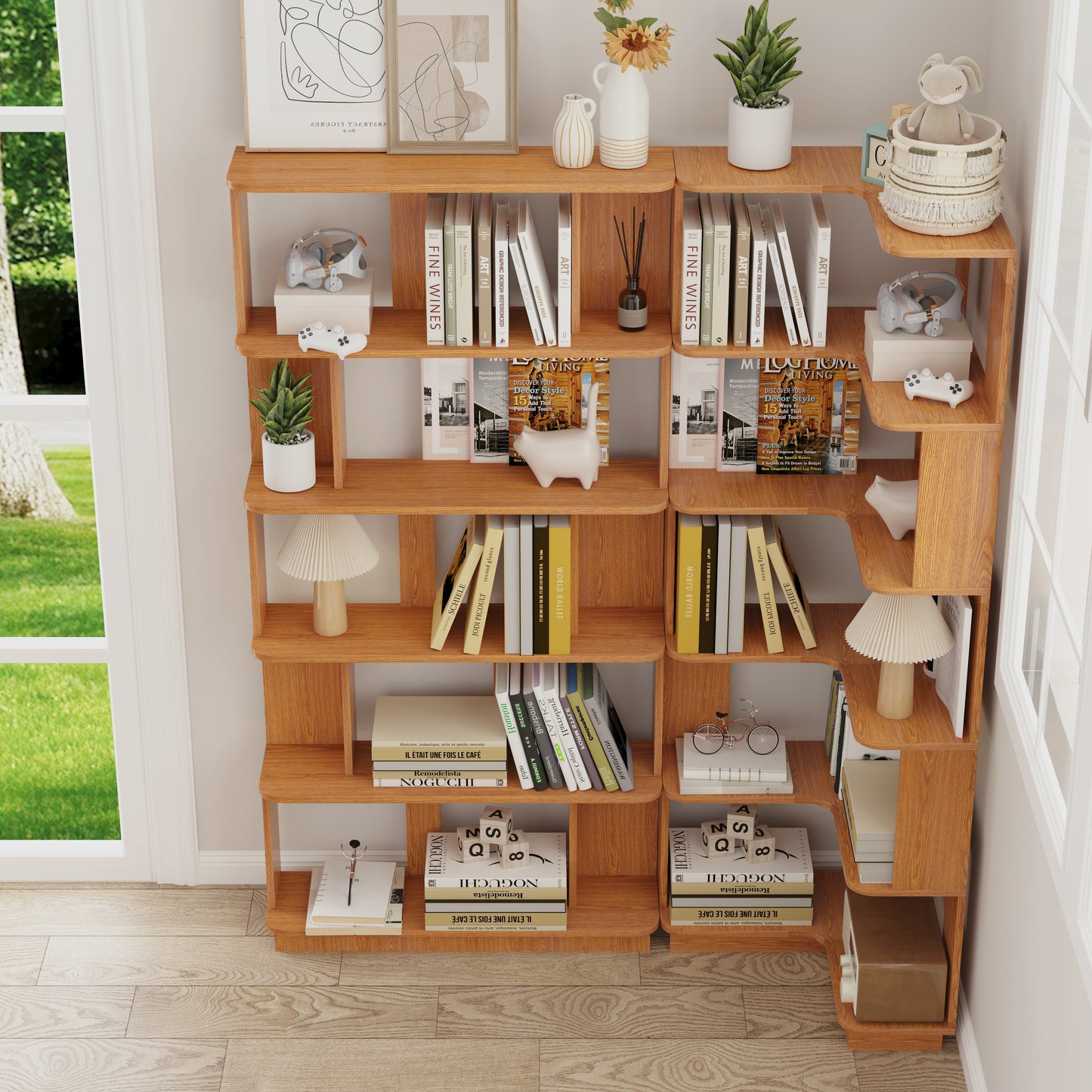 Set Of 2 Free Combination Bookcase Space Saving Corner Bookshelf 55cm