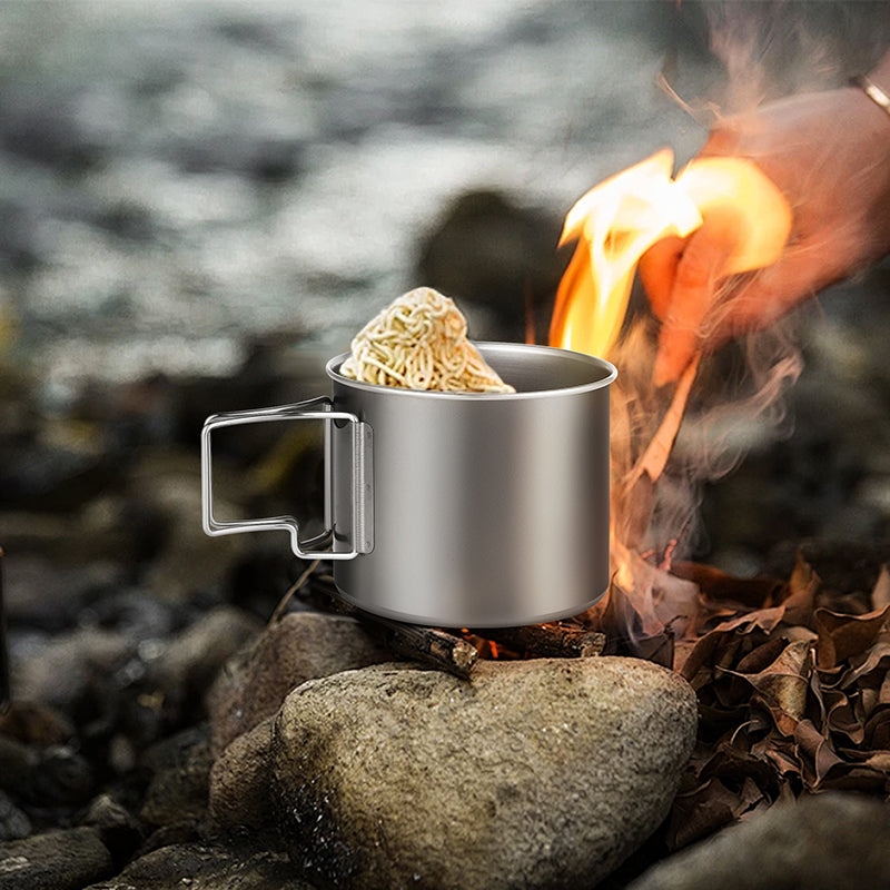 800ml Pure Titanium Camping Cup - Lightweight & Foldable