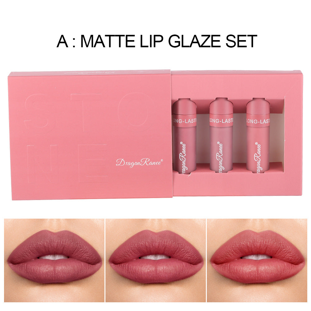 3-Piece Matte Lip Gloss Set - Long-Lasting, Non-Sticky Lip Makeup