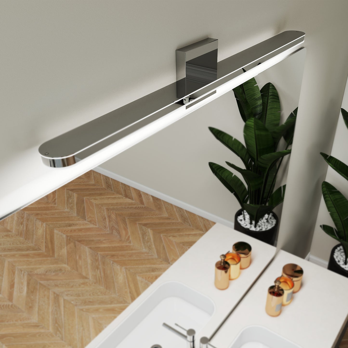 32-Inch Dimmable LED Vanity Light Fixture for Bathroom Mirror Chrome Finish