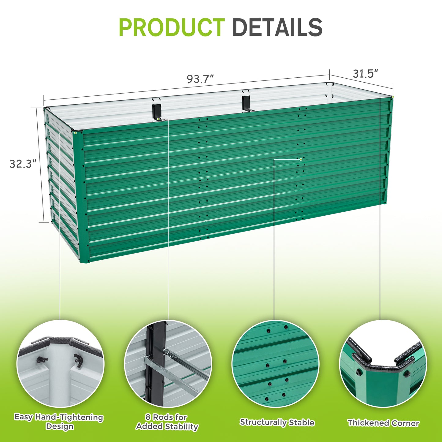 Green Metal Raised Garden Bed 2-Pack - No-Bend Planter Boxes with Open Base