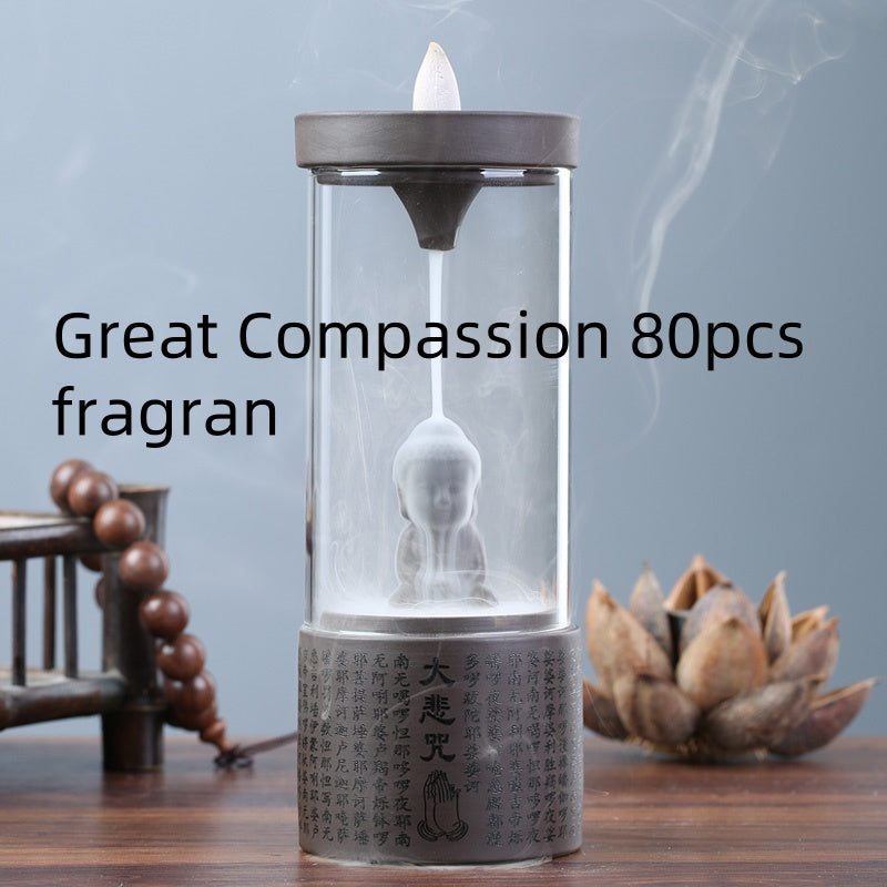 Ceramic Incense Burner for Backflow Smoke with Lotus Design - Home Fragrance Decor