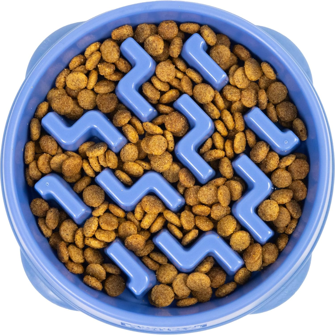 Medium Slow Feed Dog & Cat Bowl 2-Cup Capacity Non-Slip Blue Puzzle Feeder