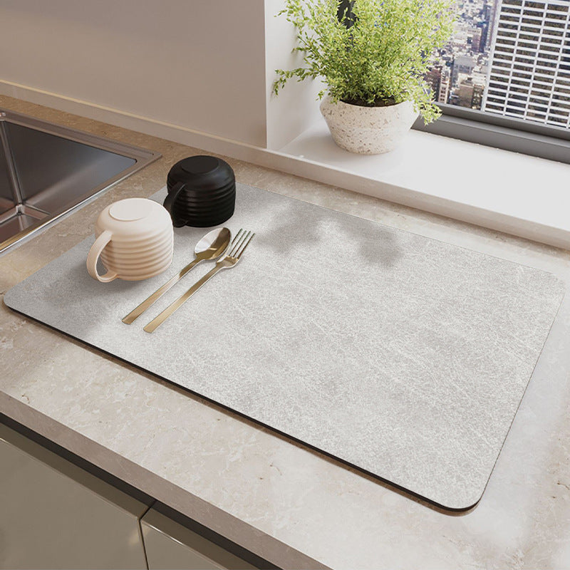 Absorbent Dish Drying Mat Water Drainage Pad for Kitchen Counter Non-Slip