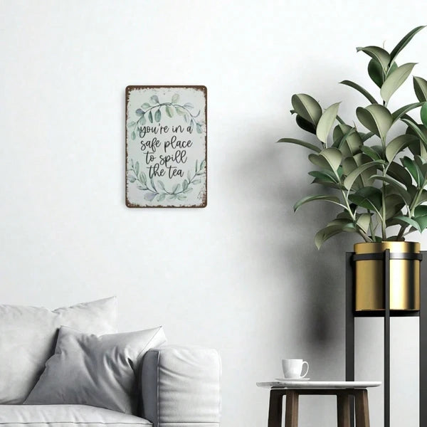 Metal Tin Wall Decoration - 20cm x 20cm Artistic Design