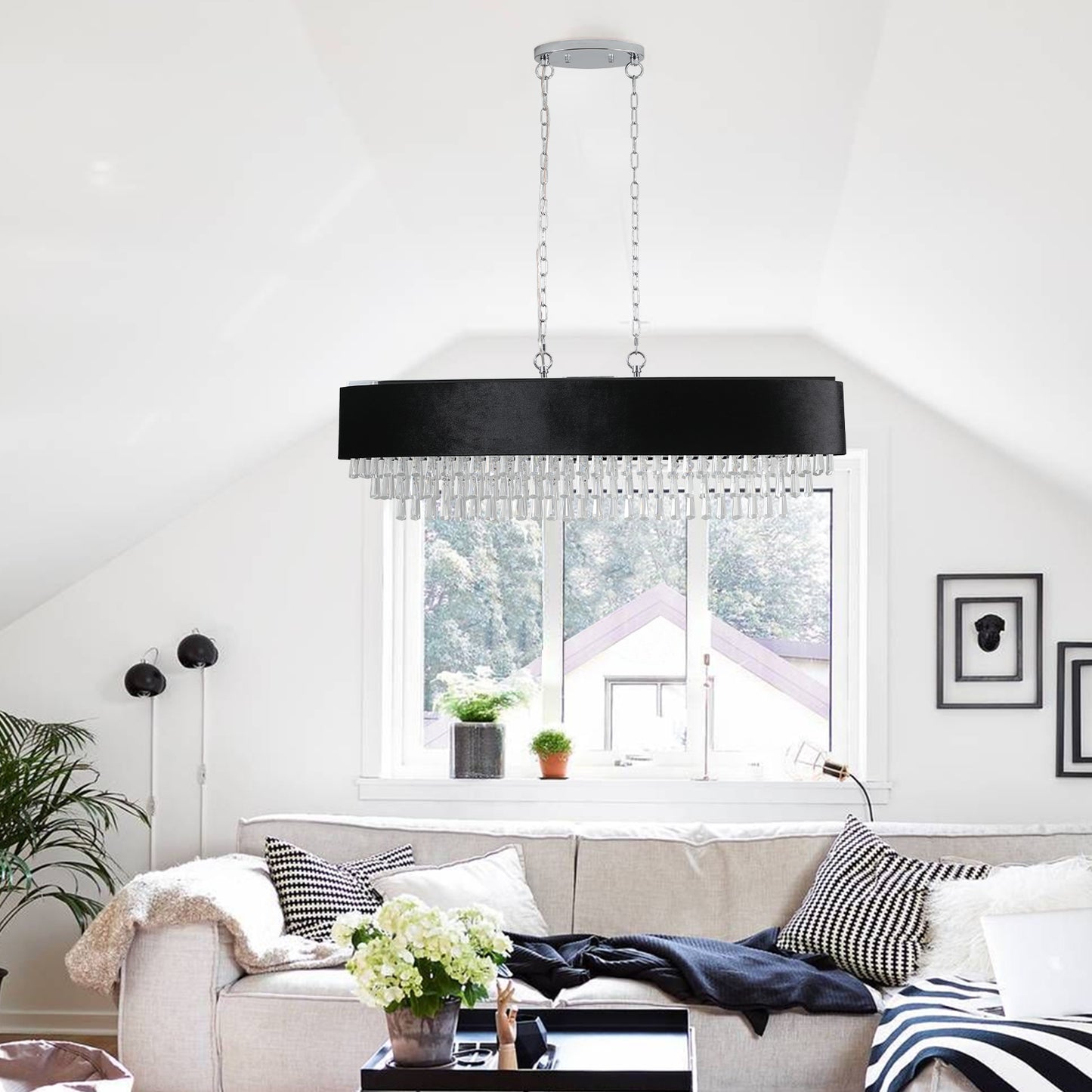 39in Crystal Chandelier with Adjustable Height, 8-Light G9 Base