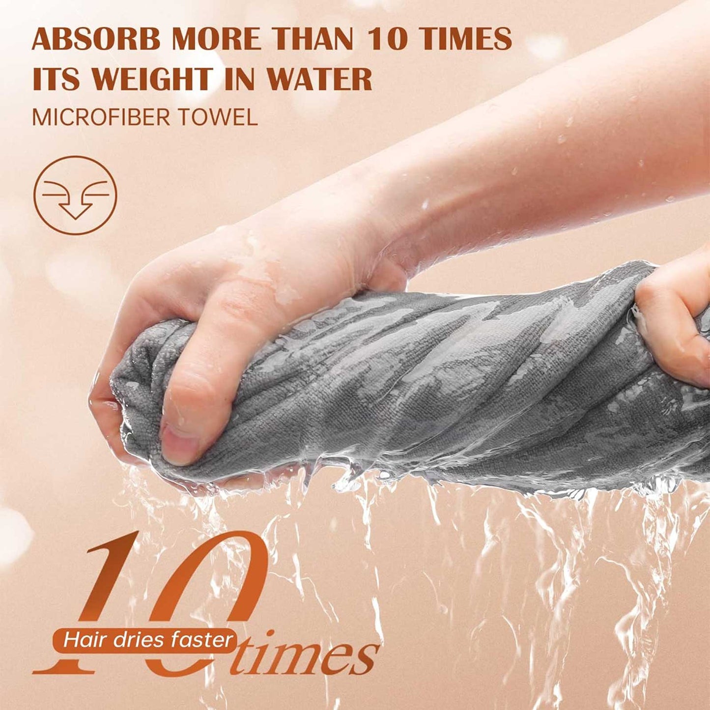 3-Piece Microfiber Hair Towel Wrap Set - Ultra Absorbent Quick Dry Turban