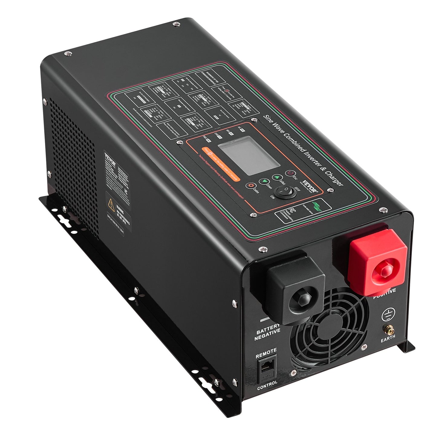 2000W Pure Sine Wave Inverter Charger 12V to 120V Power Inverter Black