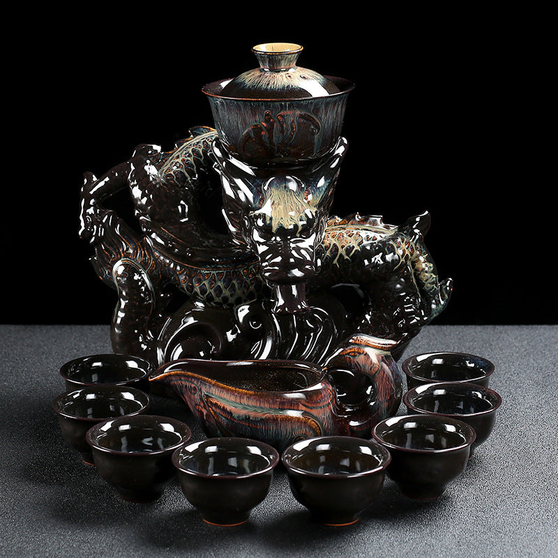 Ceramic Tea Set with Full Accessories - Semi-Automatic Style, Multiple Colors