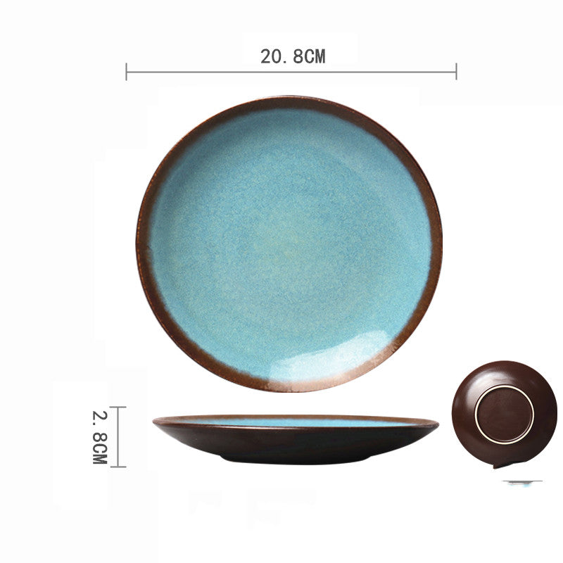 Ceramic Hand-Painted Western Style Breakfast Plate 8 Inch Microwave Safe