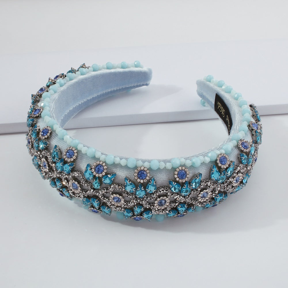 Baroque Diamond-Studded Sponge Headband