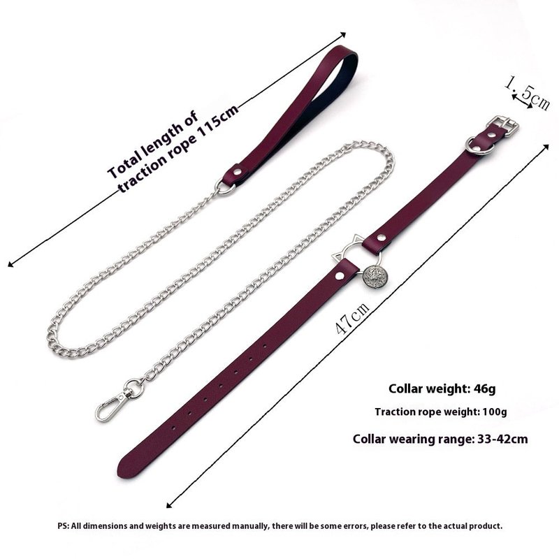 Cat Collar & Eye Mask Set with Traction Chain - 4 Piece