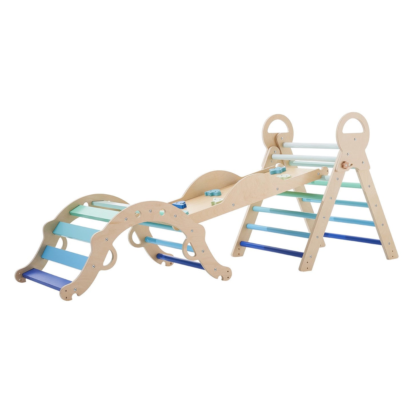 Indoor Toddler Climbing Set with Wooden Cars & Ramp - Foldable Montessori Play Equipment for Kids