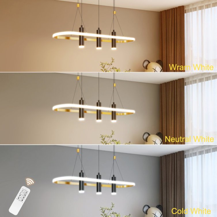 Dimmable LED Pendant Light 4-Light Black Gold Modern Kitchen Fixture
