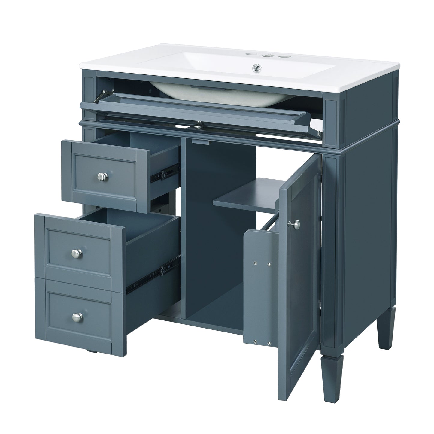 30'' Modern Bathroom Vanity with Sink & Storage - Blue