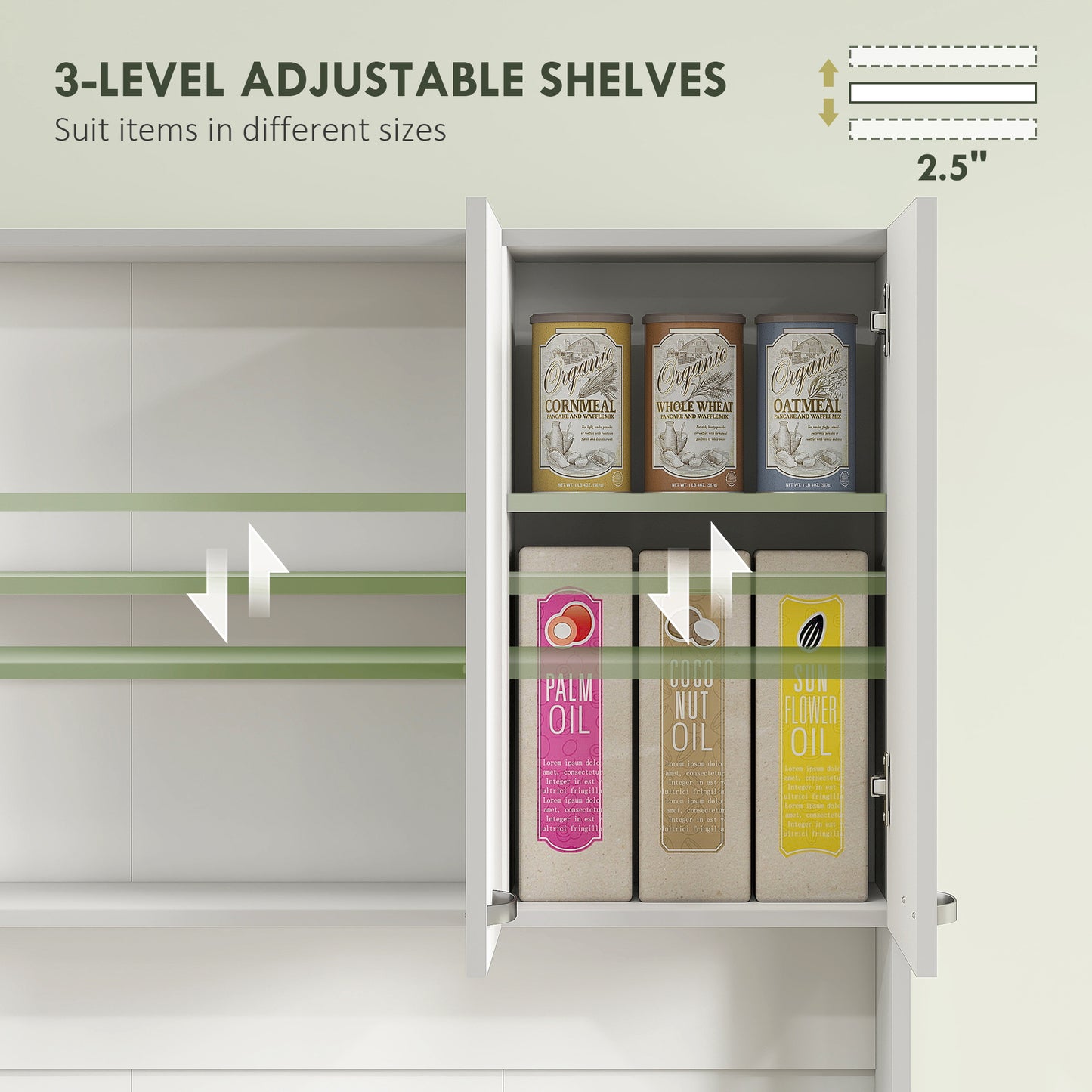 71" Modern Kitchen Pantry Cabinet with Microwave Stand - White