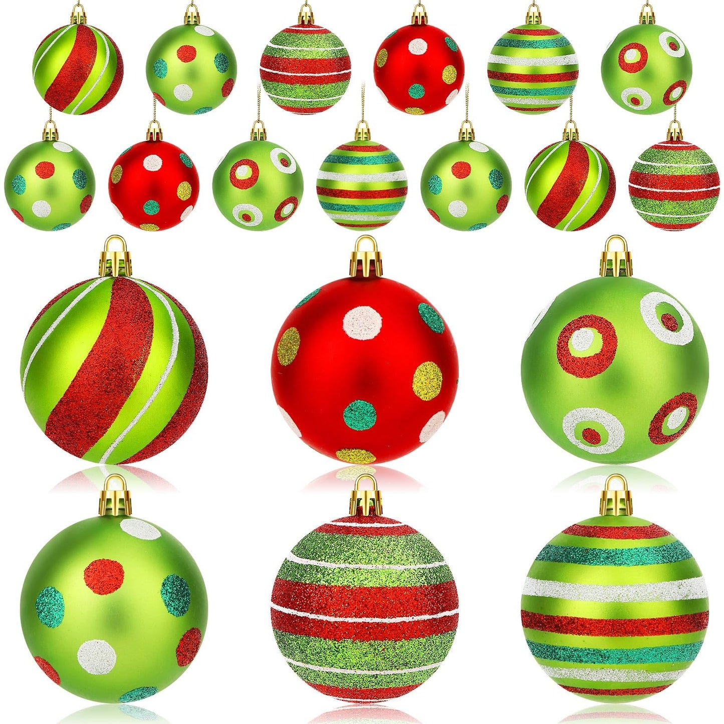 24PCS Red and Green Christmas Ball Ornaments - Holiday Decor