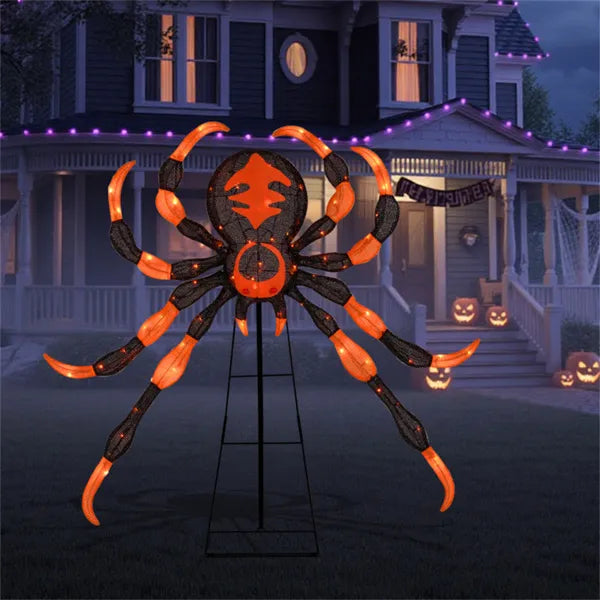 52" Large Halloween Spider Decoration with 80 LED Lights