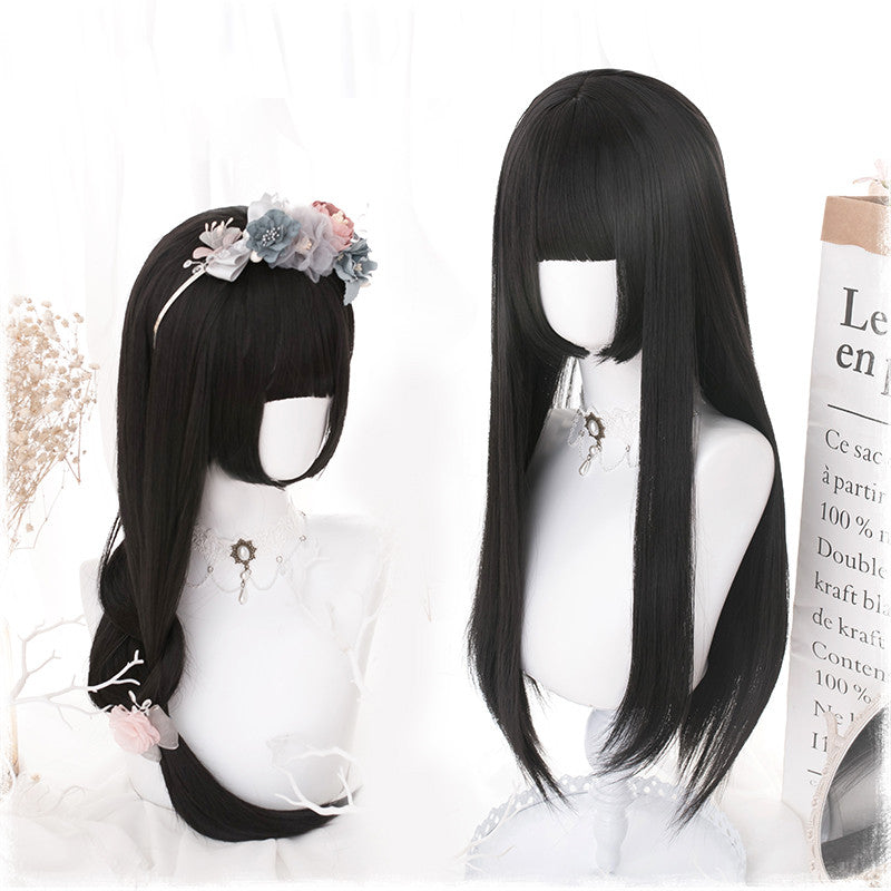 Long Straight Black Cosplay Wig - 70cm