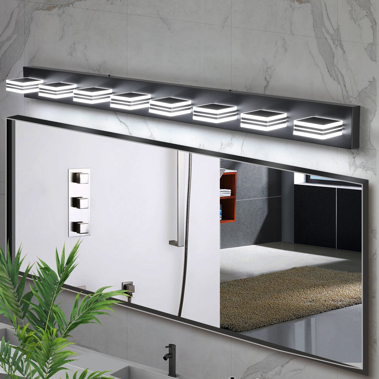 8-Light LED Vanity Light - Dimmable Bathroom Wall Fixture