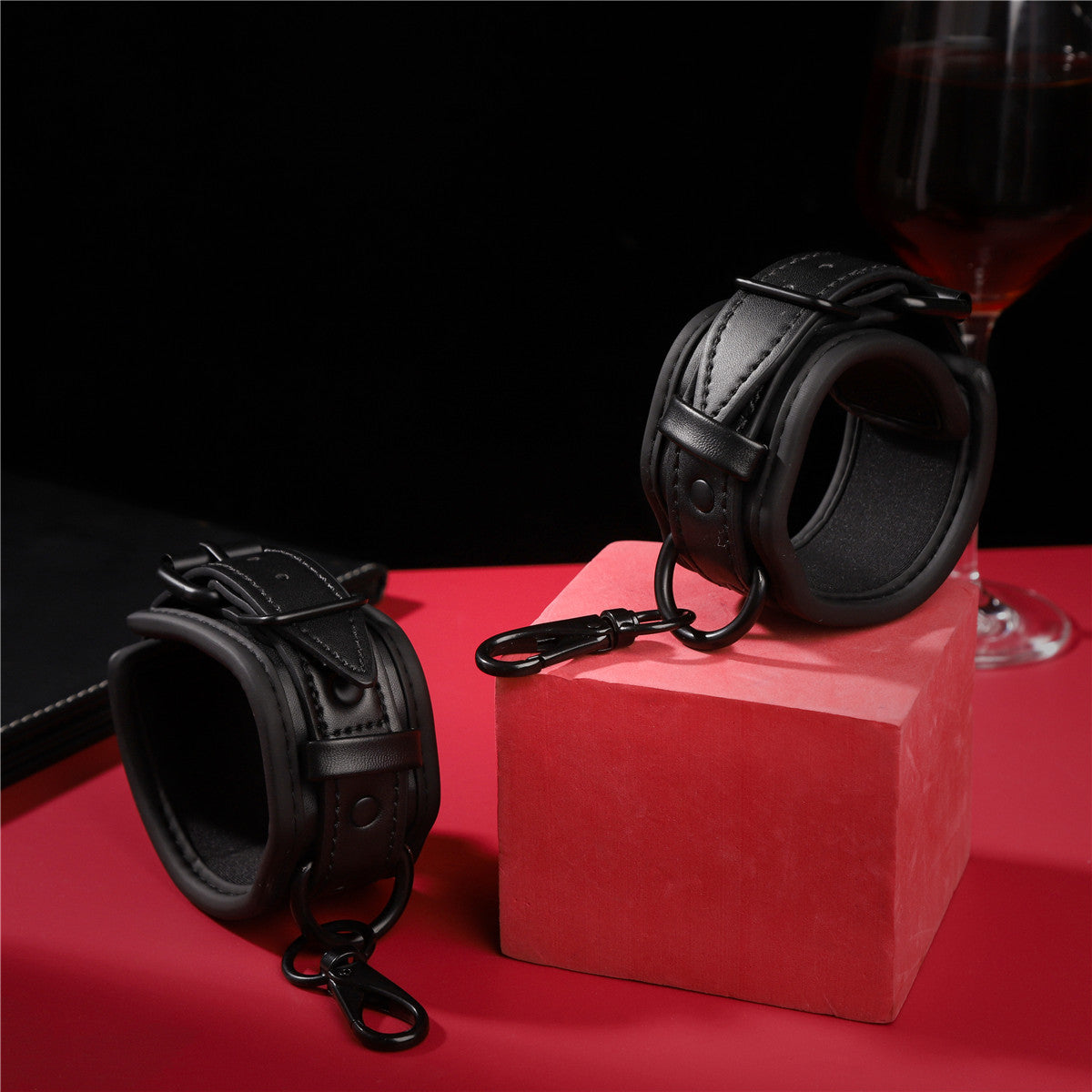 Soft Leather Black Handcuffs - Adjustable & Discreet Adult Restraints