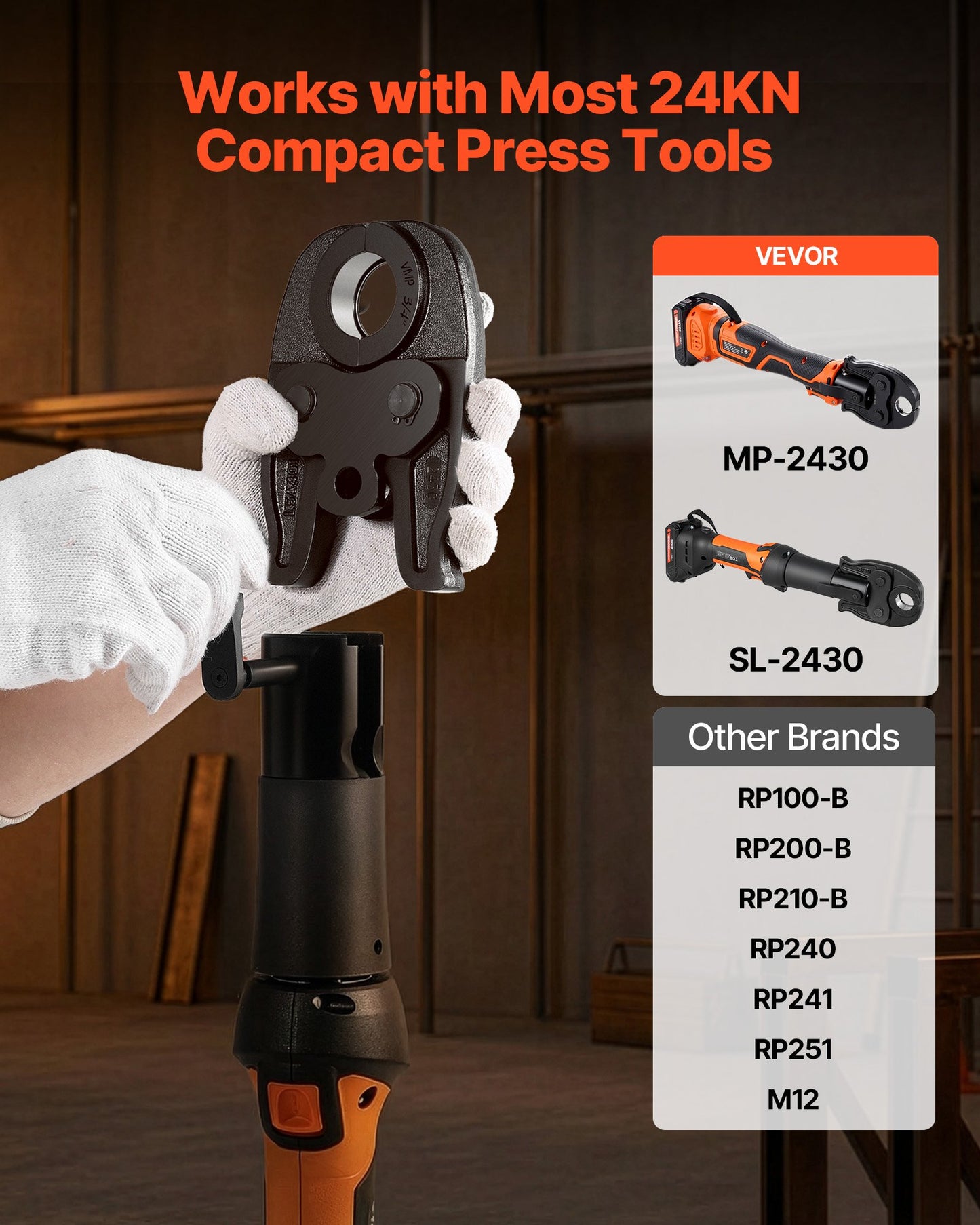 3/4 Inch Heavy-Duty Pressing Jaw for Compact Press Tools - Carbon Steel, Black
