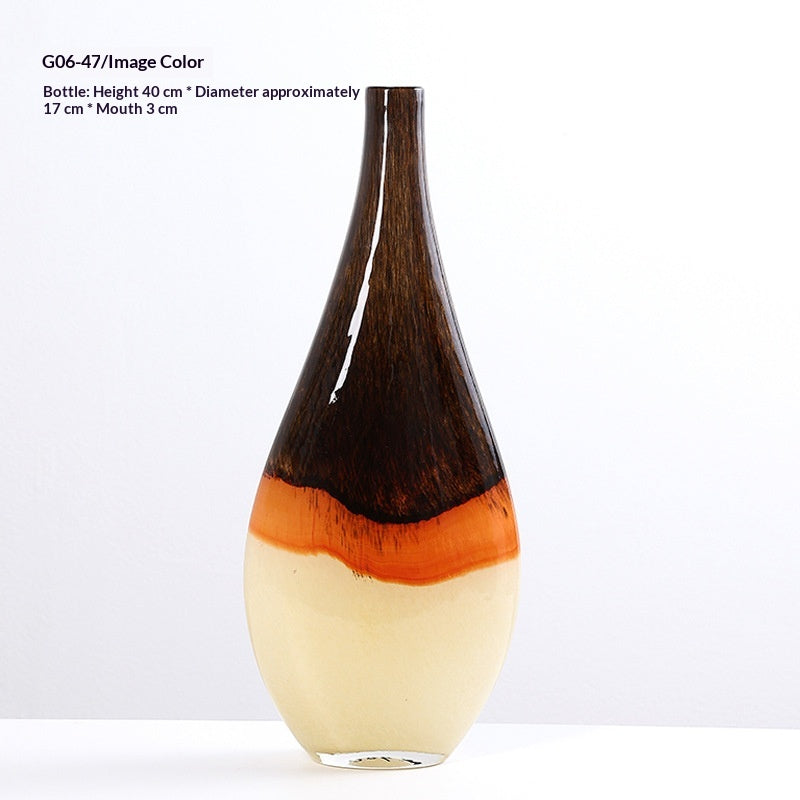 Marble-Patterned Crystal Amber Small Vase - Home Decor & Tabletop Ornament