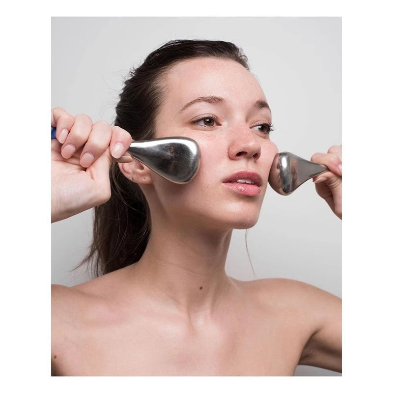 Stainless Steel Facial Ice Ball Massage Spoon - Hot & Cold Beauty Tool