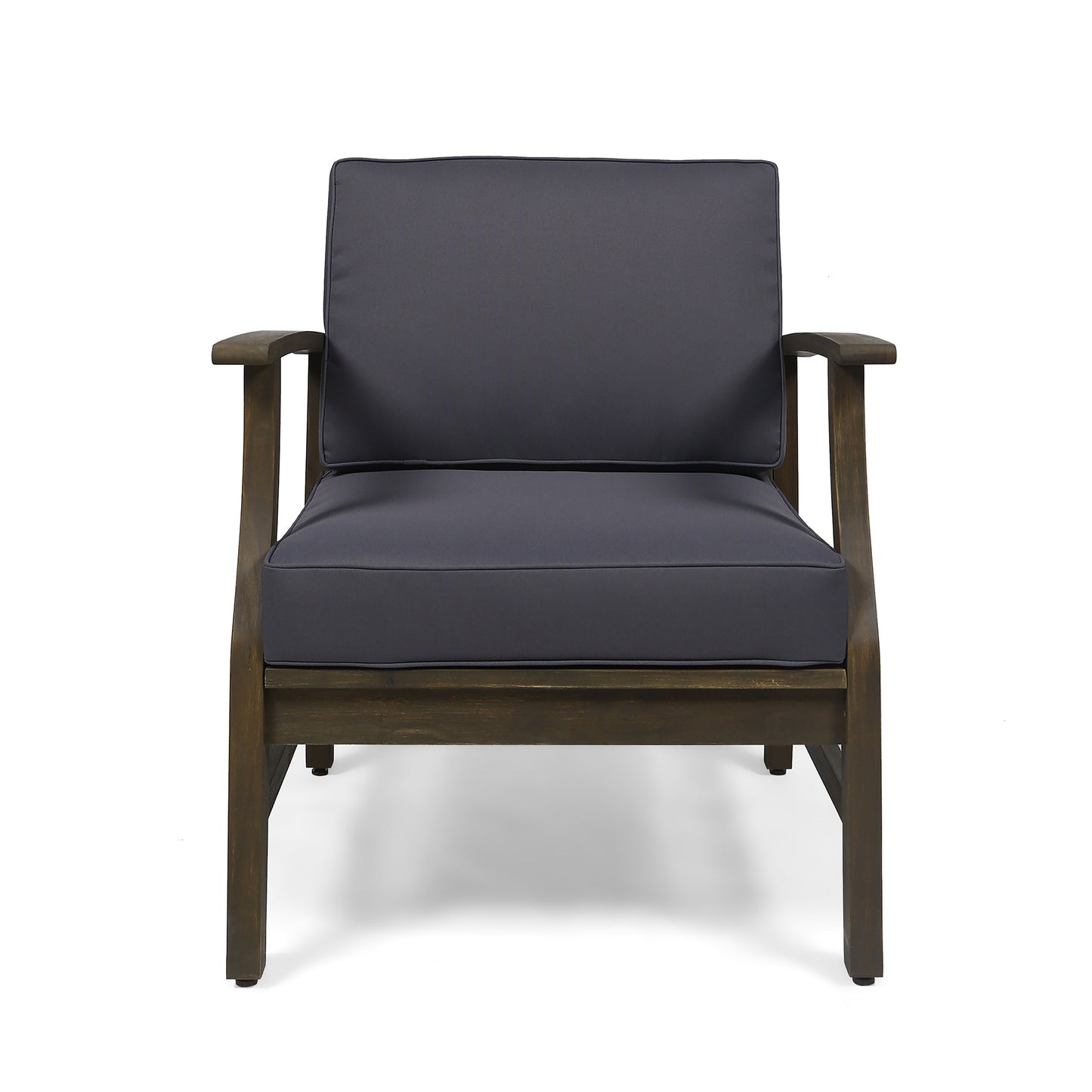 Acacia Wood Club Chair - Dark Grey, Modern Design