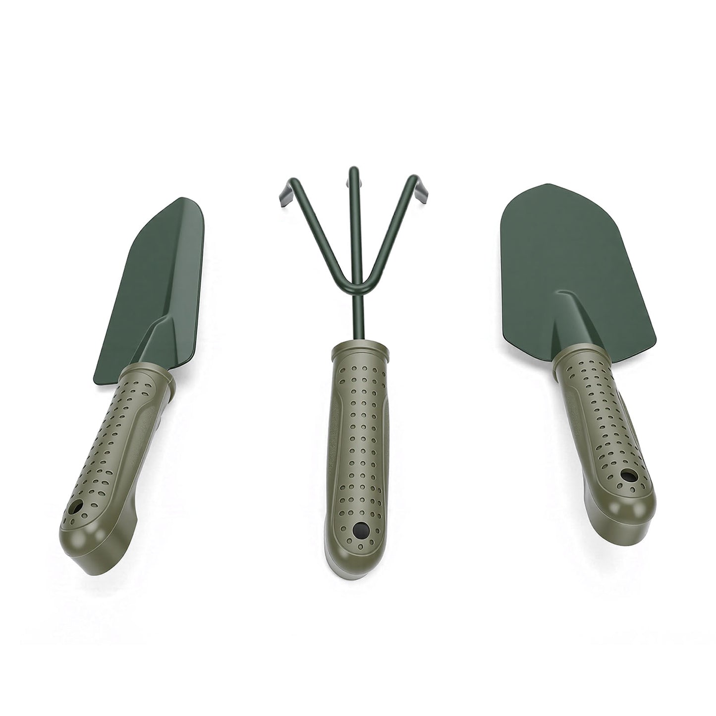 Garden Tool Set with Ergonomic Handles - Shovels, Rake & Storage Bag