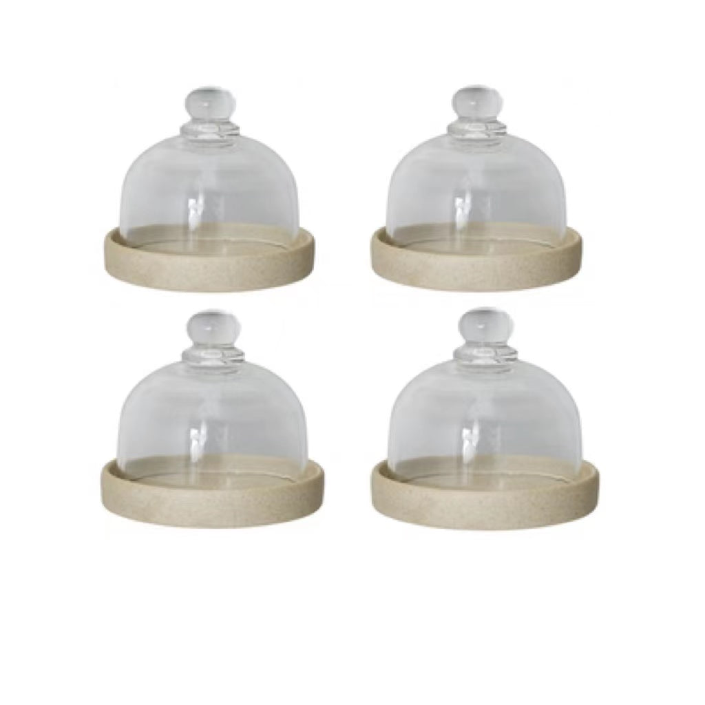 Ceramic Dessert Dish with Lid Set - Nordic Style, Multiple Colors