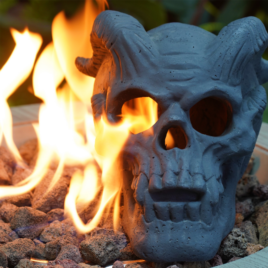 Fireproof Skull Gas Log for Fire Pit & Fireplace - Halloween Decor