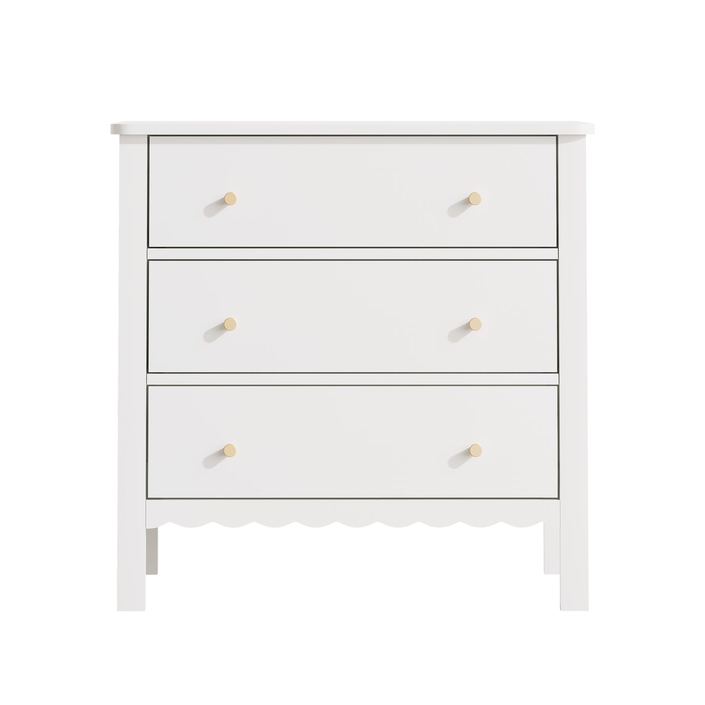 White 3 Drawer Dresser - Modern MDF Storage Cabinet