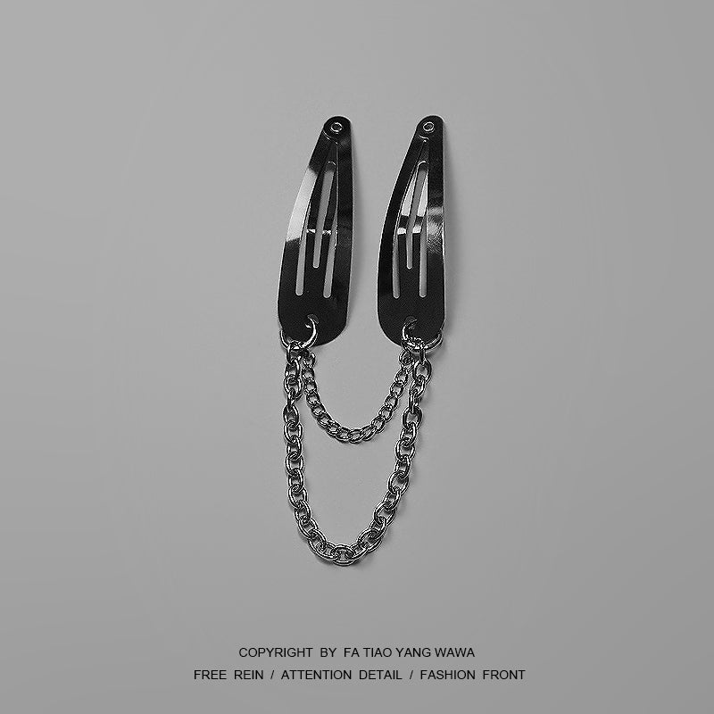 Dark Hairpin Chain - Black Alloy Hair Clip with Silver Variant