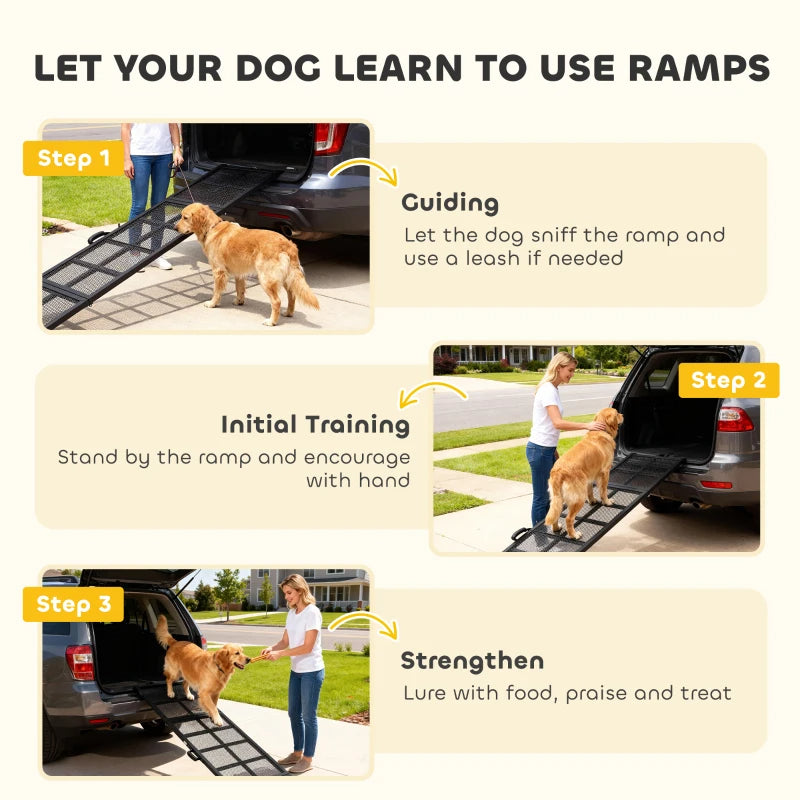 Dog Car Ramp - Extra Long & Wide Foldable Non-Slip Pet Step for Large Small Dogs