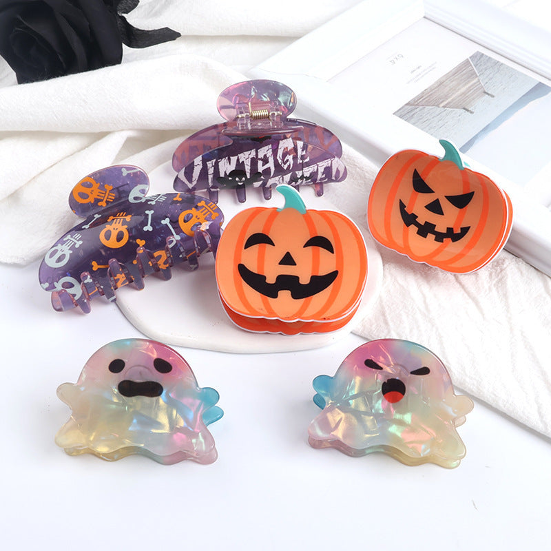 Halloween Pumpkin Ghost Claw Hair Clip - Gothic Dark Fashion Accessory