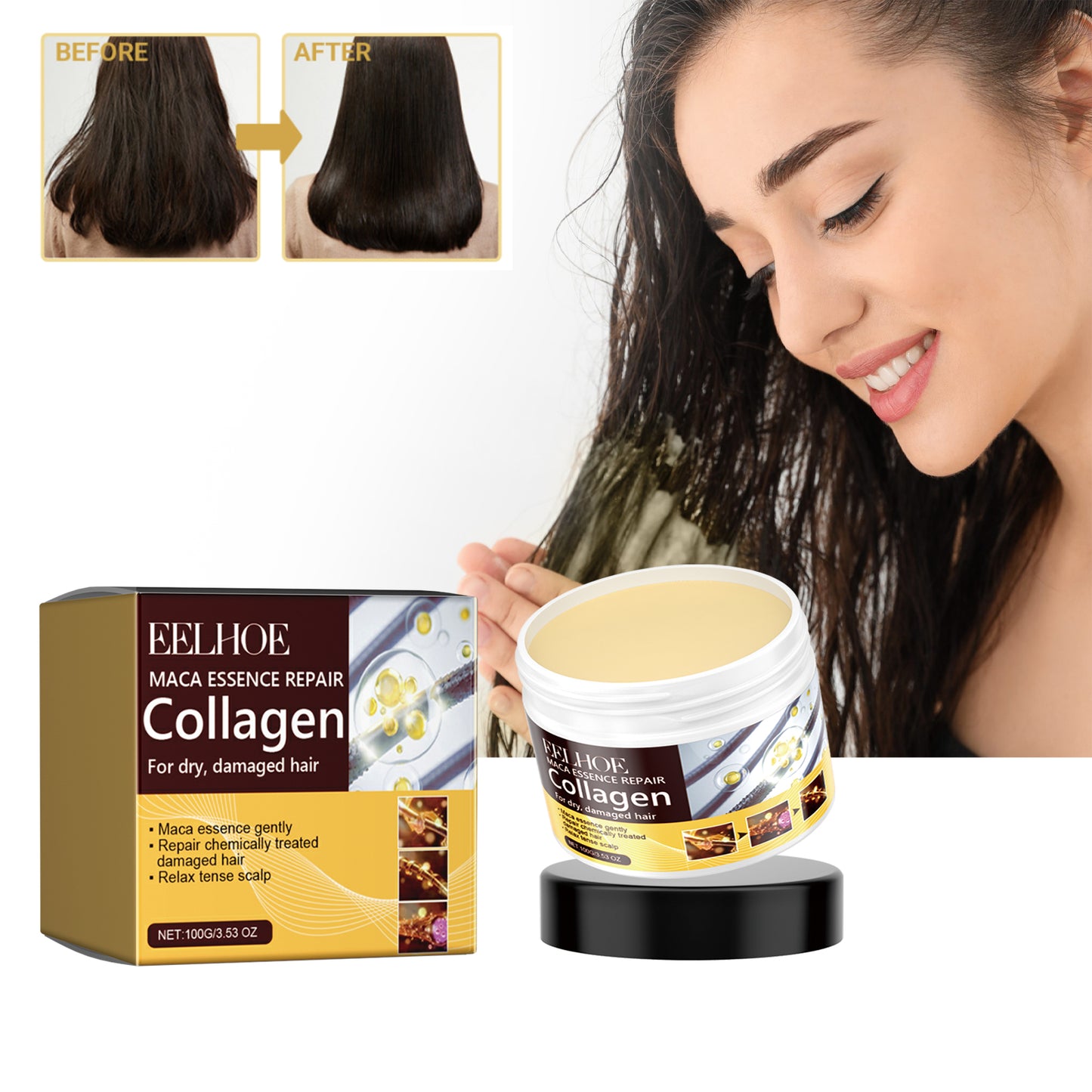 Collagen Hair Repair Mask - Deep Moisturizing & Strengthening Treatment