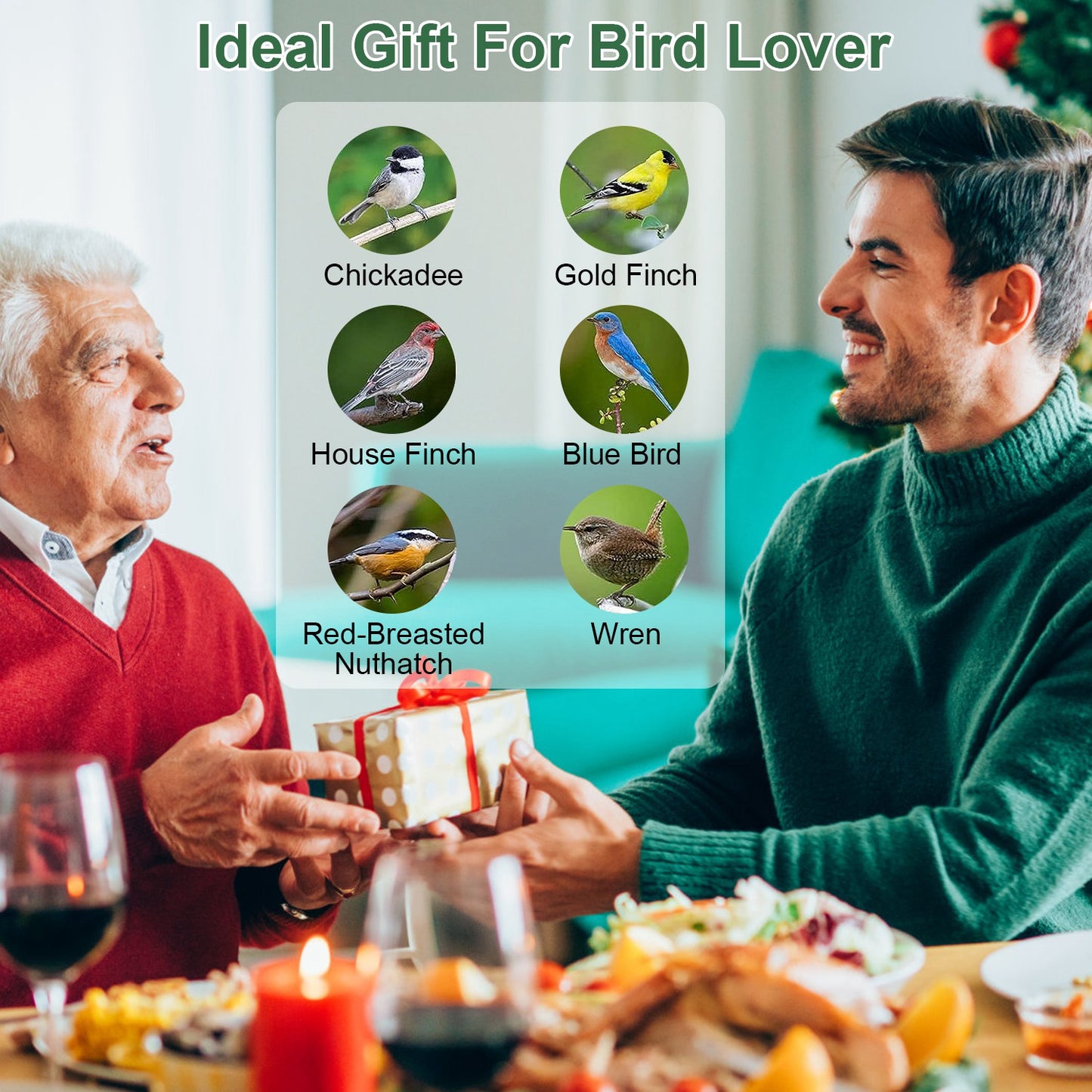 Outdoor Squirrel-Proof Bird Feeder with 4 Feeding Ports - Green