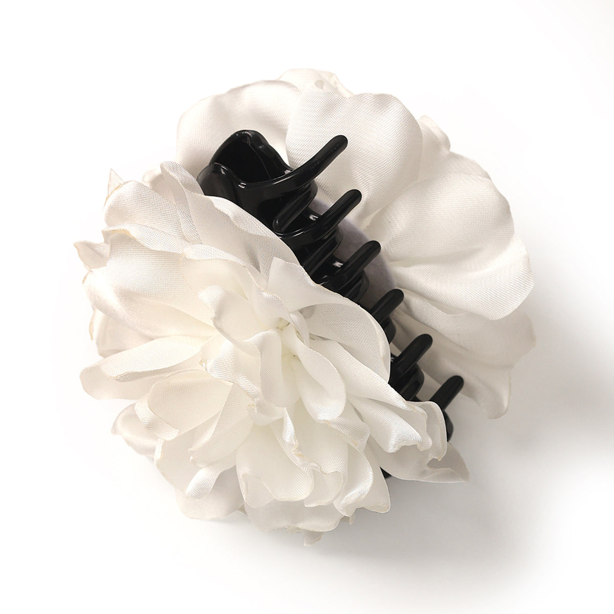 Minimalist Satin Camellia Hair Clip for Women - Large French-Style Gripper